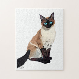 Siamese Cat Art Electric Blue-Mit Augen Cat Lover Puzzle