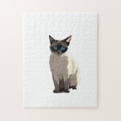 Siamese Cat Art Electric Blue-Mit Augen Cat Lover Puzzle (Vertikal)