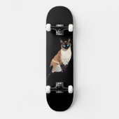 Siamese Cat Art Electric Blue-Mit Augen Cat Lover Skateboard (Vorderseite)