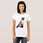 Siamese Cat Art Electric Blue-Mit Augen Cat Lover T-Shirt (Vorne ganz)