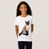 Siamese Cat Art Electric Blue-Mit Augen Cat Lover T-Shirt (Vorne ganz)