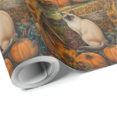 Siamese Cat Autumn Harvest Erntedank Geschenkpapier (Rolleneckpunkt)