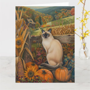 Siamese Cat Autumn Harvest Erntedank Karte