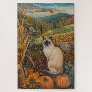 Siamese Cat Autumn Harvest Erntedank Puzzle