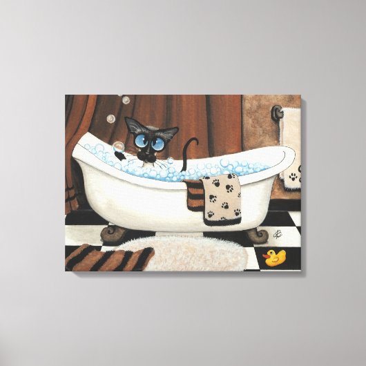 Siamese Cat Bathroom ArT von BiHrLe Canvas Print Leinwanddruck (Vorderseite)