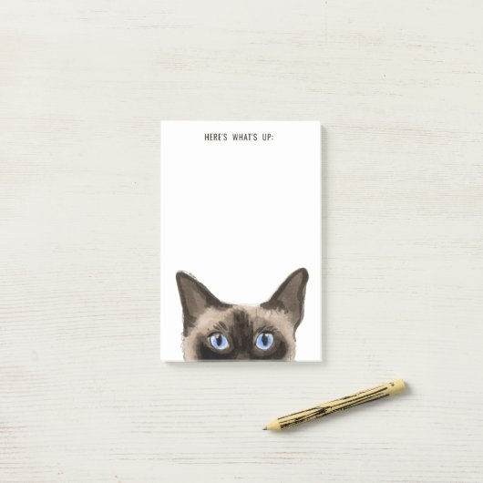 Siamese Cat | Bearbeitbarer Text | Hier ist, was l Post-it Klebezettel (Auf Schreibtisch)