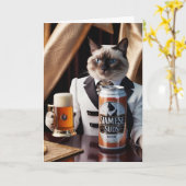 Siamese Cat Beer Drinker Karte (Gelbe Blume)