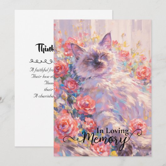Siamese Cat Beileid Card Einladung (Vorne/Hinten)