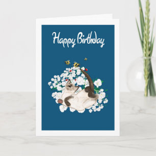 Siamese Cat Birthday Card - Eigener Gruß hinzufüge Karte