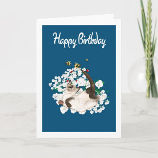 Siamese Cat Birthday Card - Eigener Gruß hinzufüge Karte