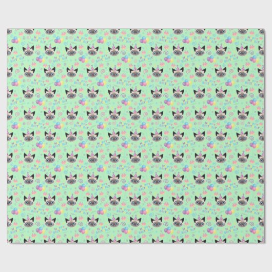 Siamese Cat Birthday Gift Wrapping Paper in Green Geschenkpapier (Flach)
