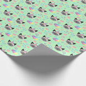 Siamese Cat Birthday Gift Wrapping Paper in Green Geschenkpapier (Ecke)