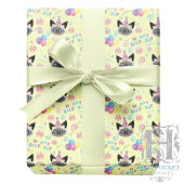 Siamese Cat Birthday Gift Wrapping Paper in Yellow Geschenkpapier