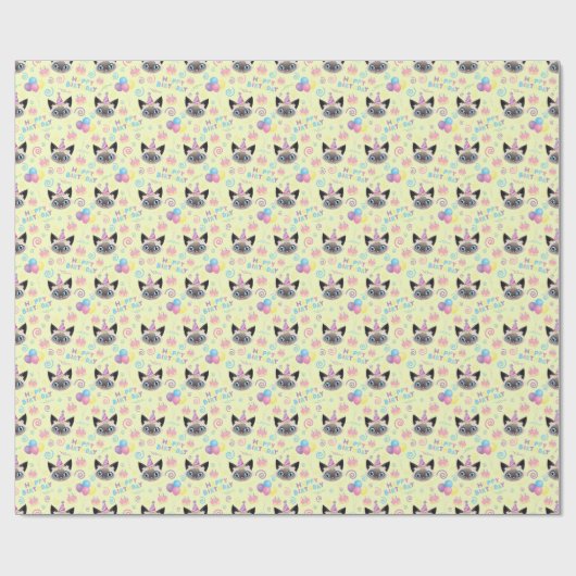 Siamese Cat Birthday Gift Wrapping Paper in Yellow Geschenkpapier (Flach)