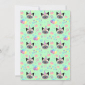 Siamese Cat Birthday Invitation in Green Einladung (Rückseite)