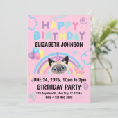 Siamese Cat Birthday Invitation in Pink Einladung (Stehend Vorderseite)