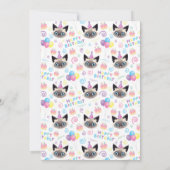 Siamese Cat Birthday Invitation in White Einladung (Rückseite)