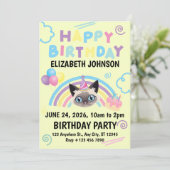 Siamese Cat Birthday Invitation in Yellow Einladung (Stehend Vorderseite)