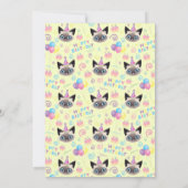 Siamese Cat Birthday Invitation in Yellow Einladung (Rückseite)