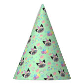 Siamese Cat Birthday Party Hat Green Partyhütchen (Links)