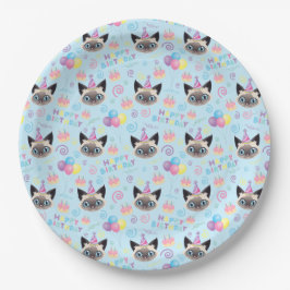Siamese Cat Birthday Party Paper Plates Blue Pappteller