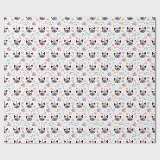 Siamese Cat Birthday Wrapping Paper Geschenkpapier (Flach)