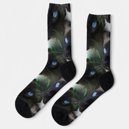 Siamese Cat Blue Eyes Socken (Linkes Detail)