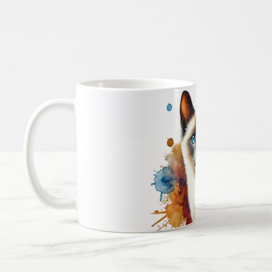 Siamese Cat Blue Point Watercolor Kaffeetasse (Links)
