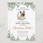 Siamese Cat Boy Boho Greenery Baby Shower Einladung (Vorne/Hinten)