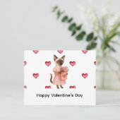 Siamese Cat brings roses for Valentines' day Postkarte (Stehend Vorderseite)