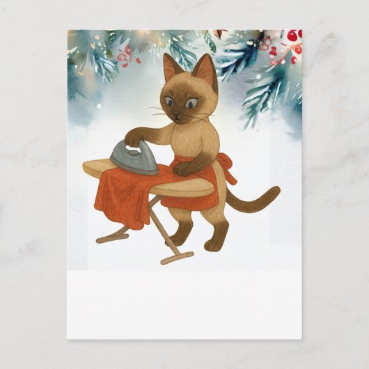 Siamese Cat bügelt zu Weihnachten (Vorderseite)