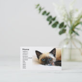 Siamese Cat Business Card Visitenkarte (Stehend Vorderseite)