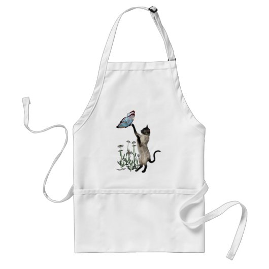 Siamese Cat Butterfly Daisies Apron Schürze (Vorne)