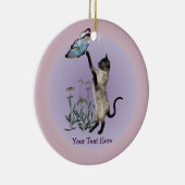 Siamese Cat Butterfly Daisies Personalisiert Ornam Keramik Ornament (Rechts)
