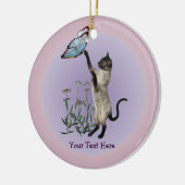 Siamese Cat Butterfly Daisies Personalisiert Ornam Keramik Ornament (Links)