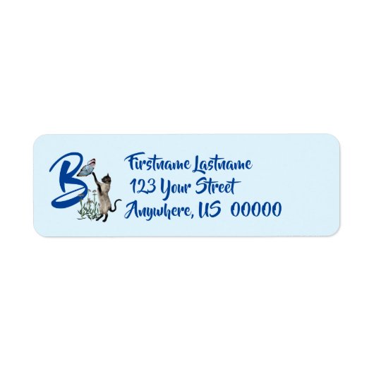 Siamese Cat Butterfly Monogram, erste B-Adresse (Vorne)