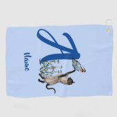 Siamese Cat Butterfly Monogram Initial A Golfhandtuch (Horizontal)