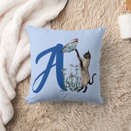 Siamese Cat Butterfly Monogram Initial A Kissen (Decke)