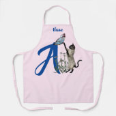 Siamese Cat Butterfly Monogram Initial A Schürze (Vorderseite)
