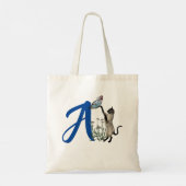 Siamese Cat Butterfly Monogram Initial A Tragetasche (Rückseite)