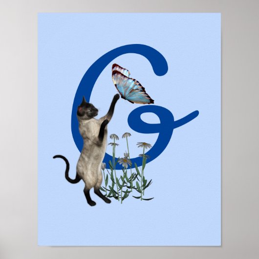 Siamese Cat Butterfly Monogram Initial G Poster (Vorne)