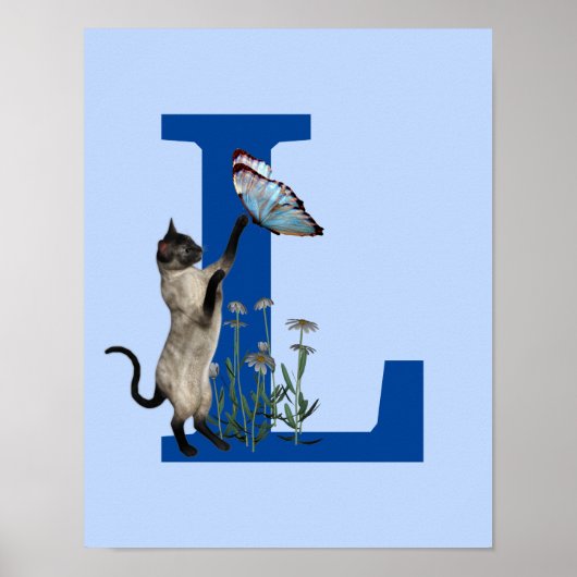 Siamese Cat Butterfly Monogram Initial L Poster (Vorne)