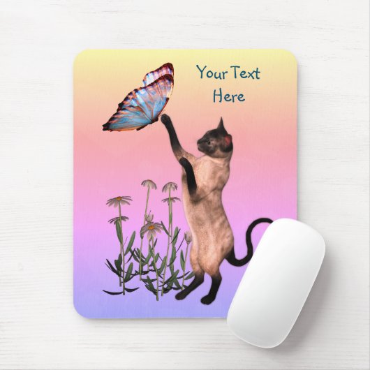 Siamese Cat Butterfly Personalisiert Mousepad (Mit Mouse)