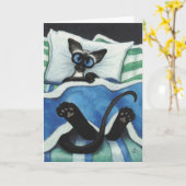 Siamese Cat by BiHrle Blank Card Karte (Gelbe Blume)