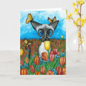 Siamese Cat by Bihrle Card Karte (Gelbe Blume)
