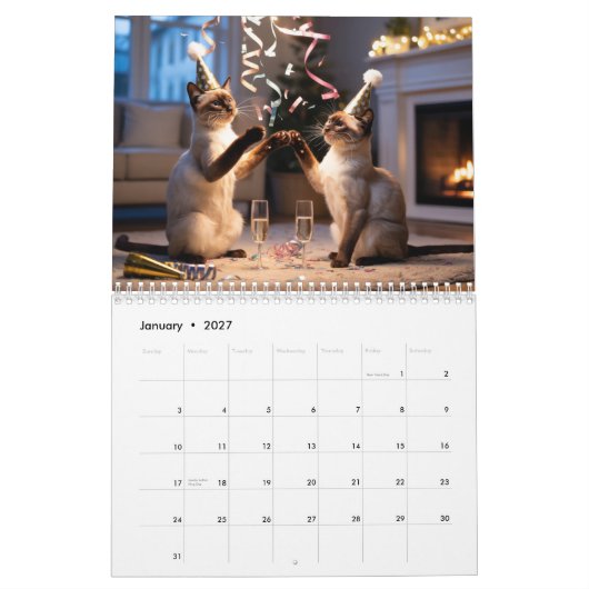 Siamese Cat Calendar Kalender (Jan 2027)
