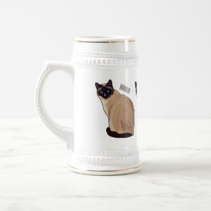 Siamese cat cartoon illustration bierglas