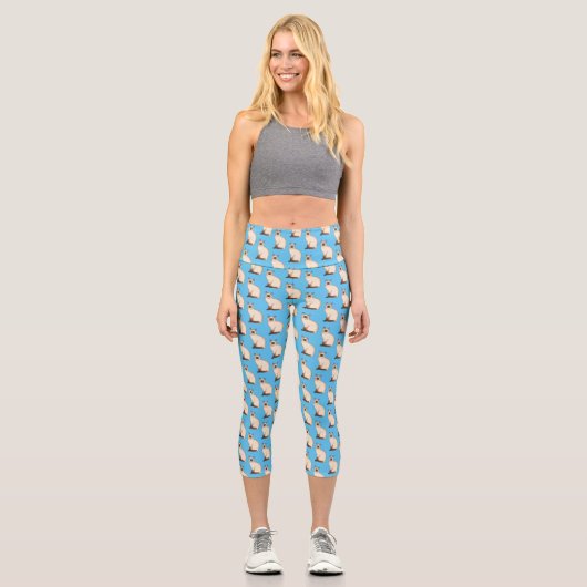 Siamese cat cartoon illustration capri leggings (Vorderseite)