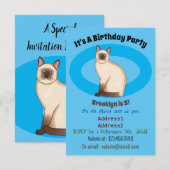 Siamese cat cartoon illustration einladung (Vorne/Hinten)