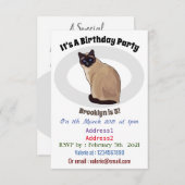Siamese cat cartoon illustration einladung (Vorne/Hinten)